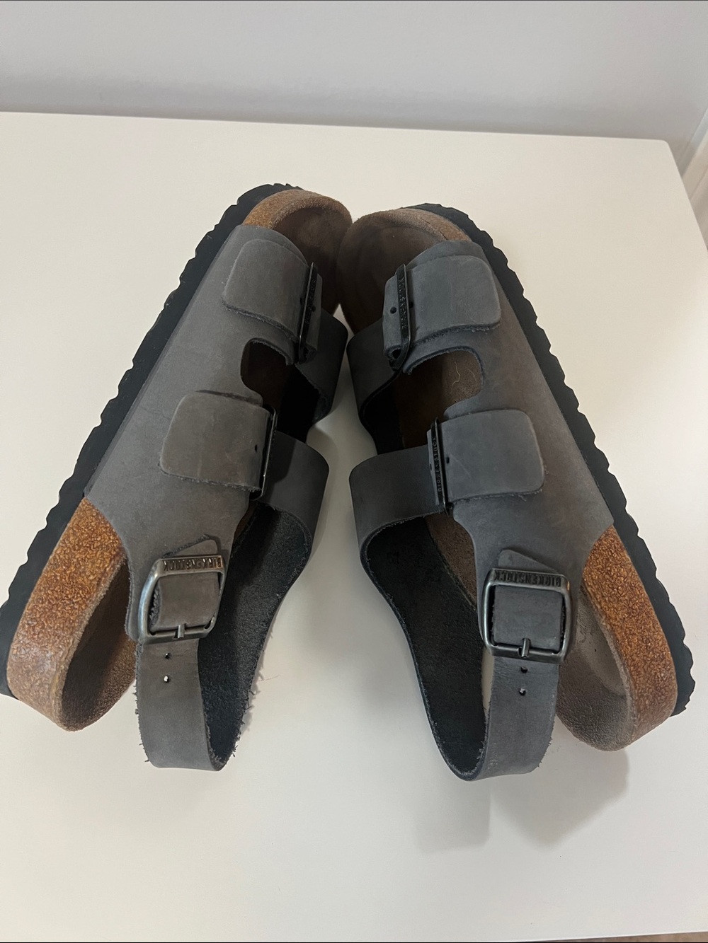 Birkenstock Gray Two-Buckle Open-Toe Slingback Sandals New